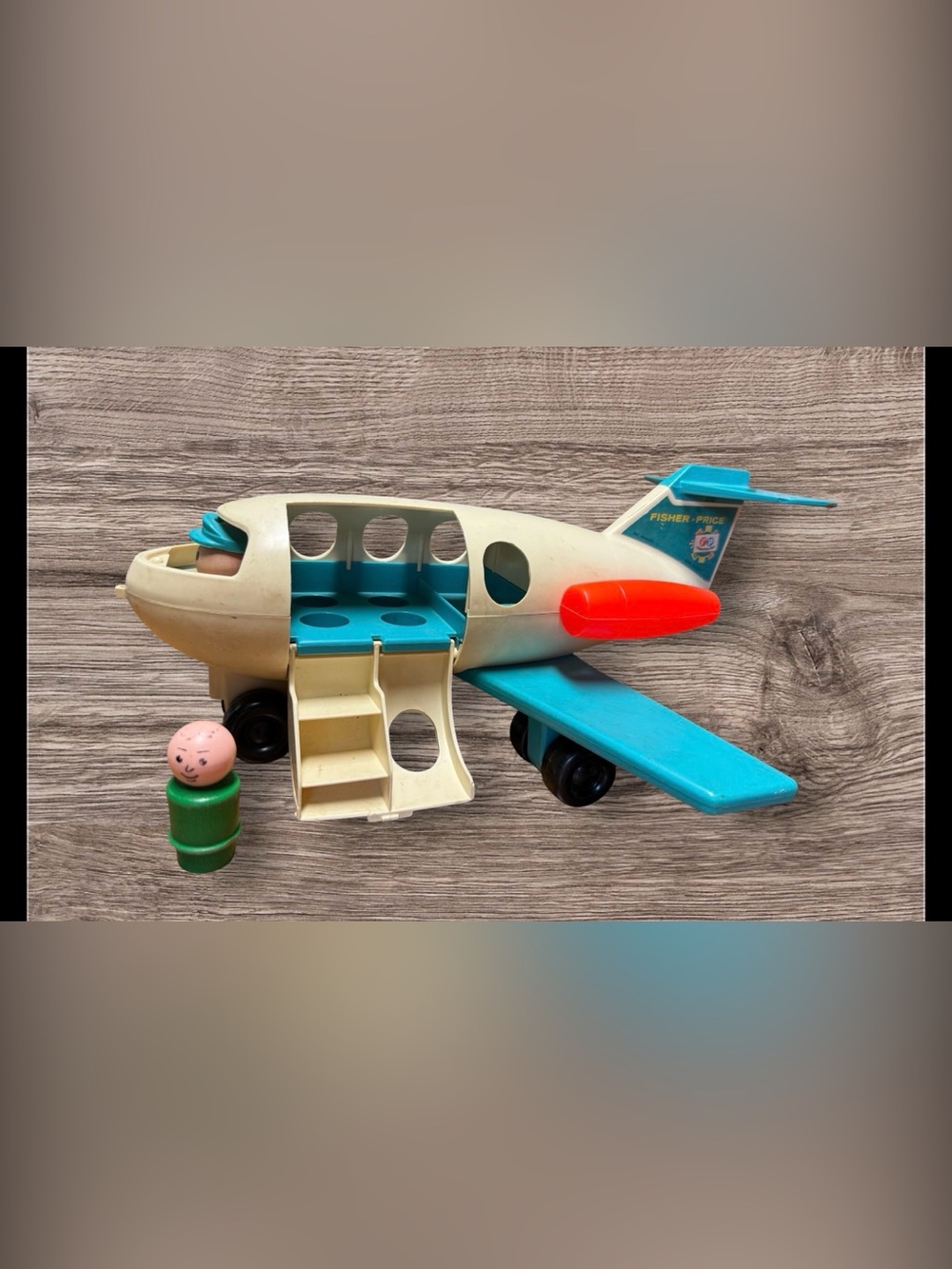 1970s Fisher Price Vintage Little People Fun Toy Jet Airplane Plane Toy